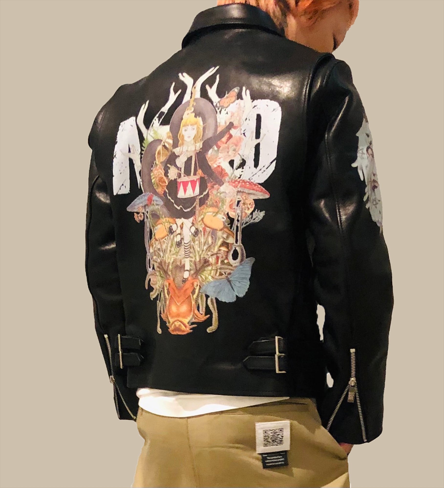 丸尾末広×MADARANINGEN HORSE LEATHER BIKER JACKET (LEATHER COLLAGE PRINT) |  GALAXY BROAD SHOP